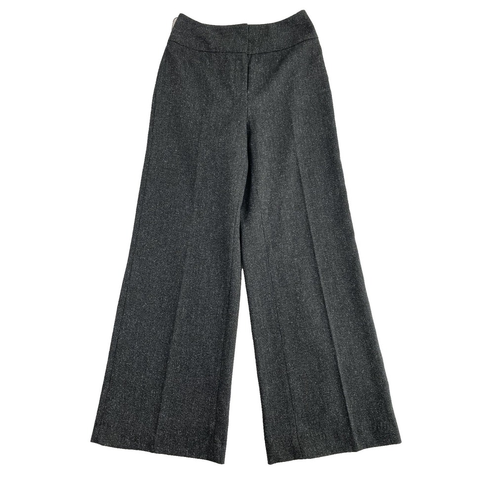 White House Black Market Knit Dress Pants 2 Gray Wide Leg Office Work Business - Picture 2 of 11